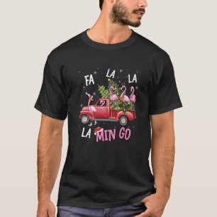 Camiseta Fa Lalala Min Go Flamingo For Christmas Tree Xmas