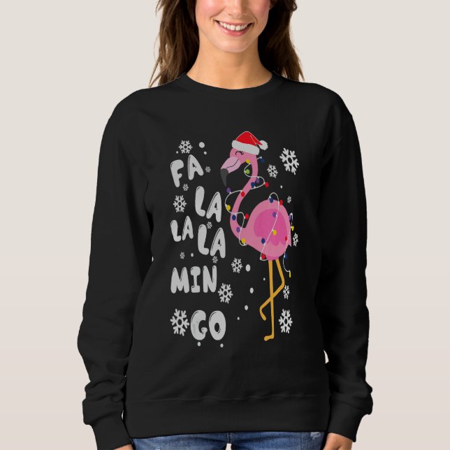 Camiseta Fa Lalala Mingo Flamingo Para O Natal (Frente)