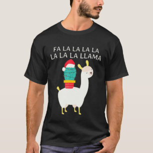 Camiseta Fa Lalalalalalala Llama Cactus Natal Homens Mulher