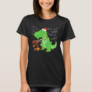 Camiseta Fa Ra Ra Rawr Dinossauro De Natal Com Xmas Hat Li