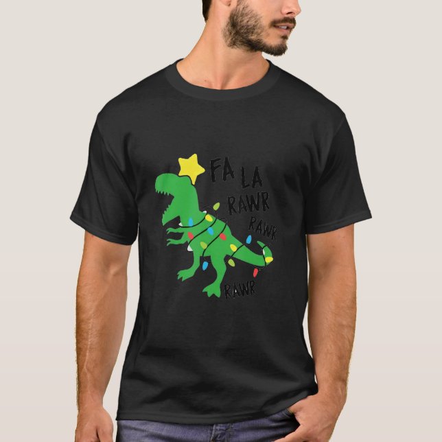 Camiseta Fa Ra Ra Rawr Papais noeis Rex Dinosaur Christmas  (Frente)