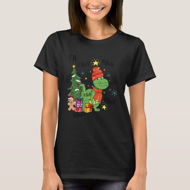 Camiseta Fa Rawr Rawr rex Christmas (Frente)