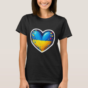 Camiseta Fã ucraniana bonita Bandeira da Ucrânia Coração Re