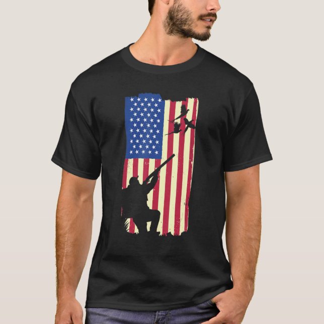 Camiseta Faasant caçando bandeira Patriótica Americana Upla (Frente)