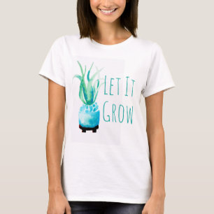 Camiseta Fábrica de Ar de Aquarela Suculenta Deixar Cresce