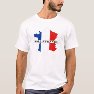 Camiseta fabricado em frança país mapeado rótulo do produto