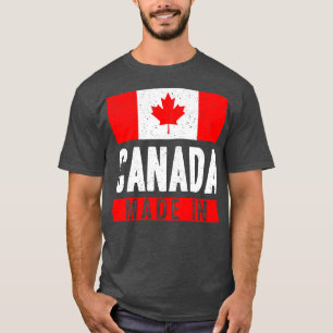 Camiseta Fabricado no Canadá com a bandeira nacional aflita