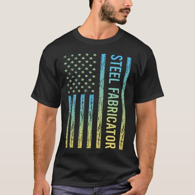 Camiseta Fabricante de Aço Amarelo Azul (Frente)