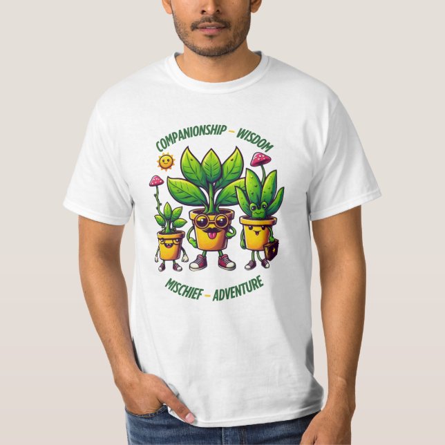 Camiseta Fábricas Divertidas Amigos: Companhia Entre Sabedo (Frente)