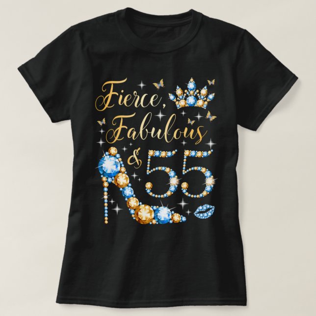 Camiseta Fabulosa e 55 anos de idade, 55 anos de idade, Nas (Frente do Design)