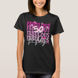 Camiseta Fabuloso 50 Balões Rosa 50º Aniversário