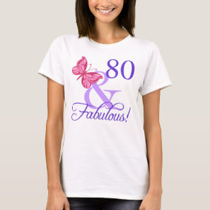 Camiseta Fabuloso Aniversário De 80 Para Mulheres