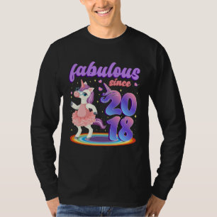Camiseta Fabuloso Desde 2018 Lindo Unicórnio de Vestido Ros