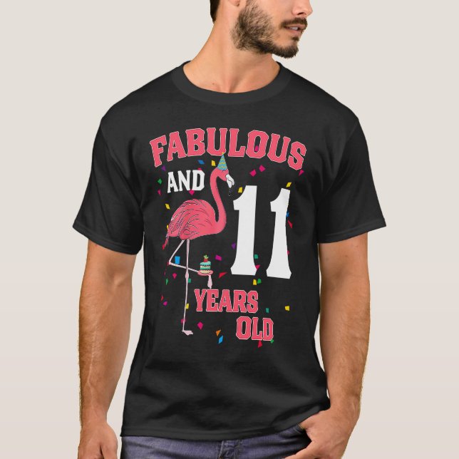 Camiseta Fabuloso E Rosa Flamingo, 11 Anos, Aniversário P (Frente)