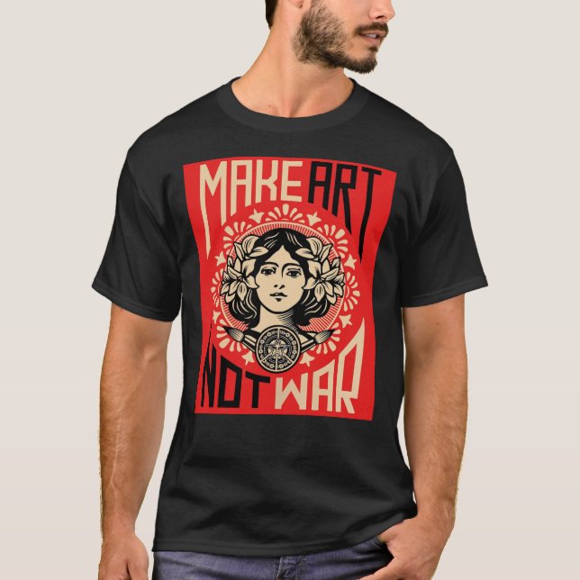 Camiseta Faça a arte não guerra - símbolo Poster (Frente)