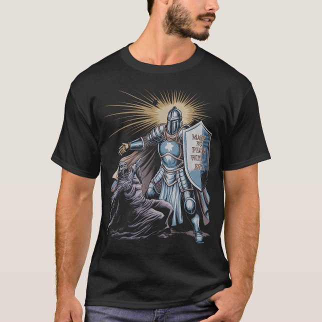 Camiseta Faça a Paz com o Mal Arcanjo Miguel Jesus (Frente)