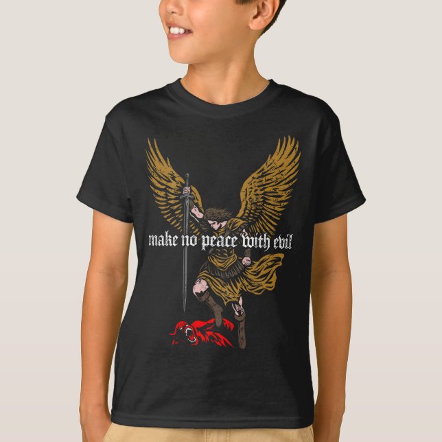 Camiseta Faça a Paz com o Mal Projeto Arcanjo Miguel ( (Frente)