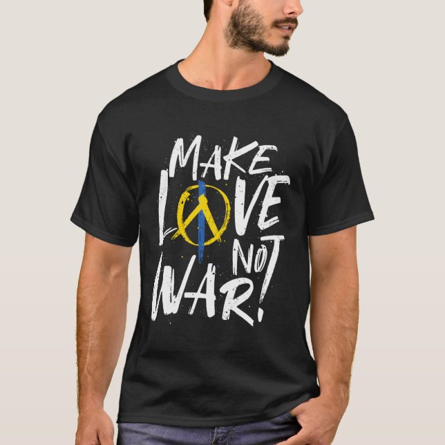 Camiseta Faça amor não guerra apoiar a Ucrânia (Frente)