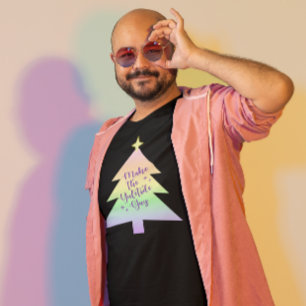Camiseta Faça ao Yuletide o arco-íris Pastel alegre