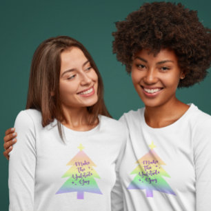 Camiseta Faça ao Yuletide o arco-íris Pastel alegre