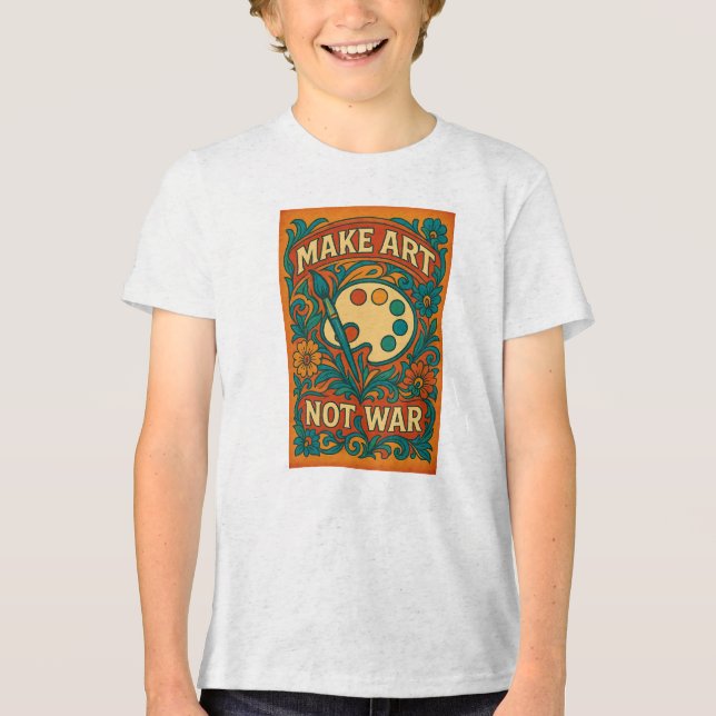 Camiseta Faça arte, não guerra - (Frente)