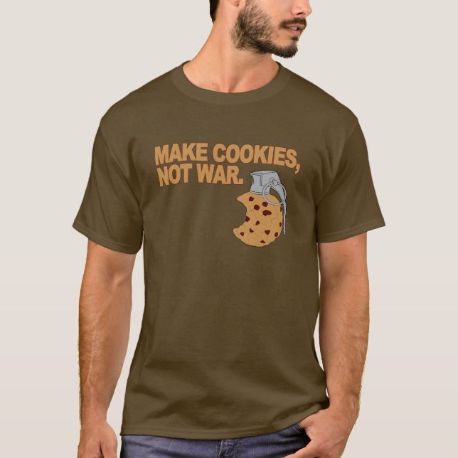 Camiseta Faça biscoitos, não guerra (Frente)