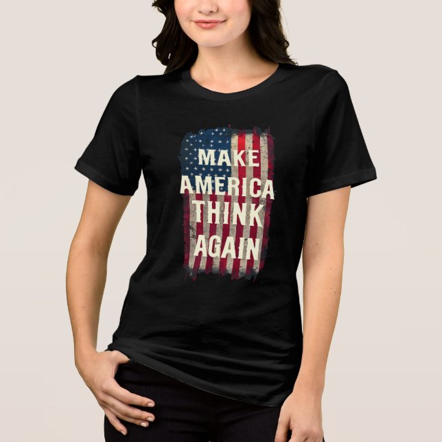 Camiseta Faça com que a América pense novamente em negrito  (Frente)