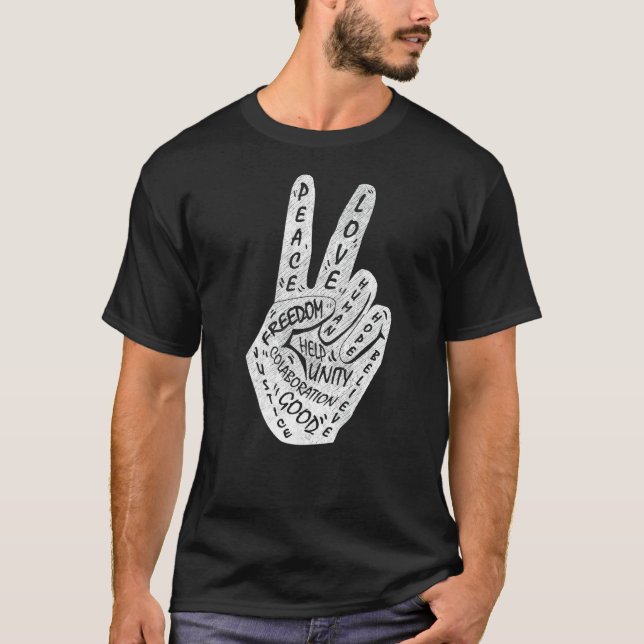 Camiseta Faça com que a paz não entre em guerra - sinal de  (Frente)