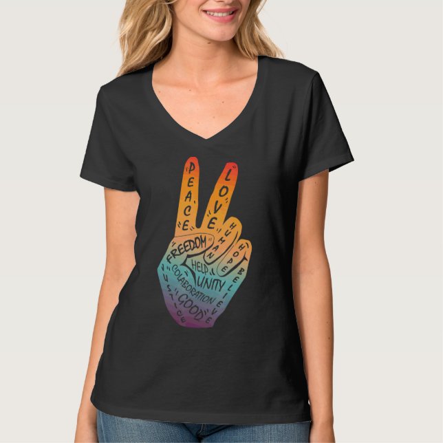 Camiseta Faça com que a paz não seja guerra - sinal 2 (Frente)
