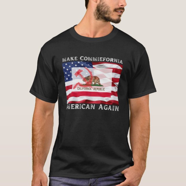 Camiseta Faça comunismo americano de novo Pare o comunismo (Frente)