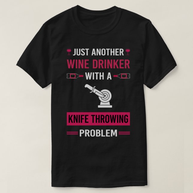 Camiseta Faca de Bebida de Vinho Atirando Facas (Frente do Design)