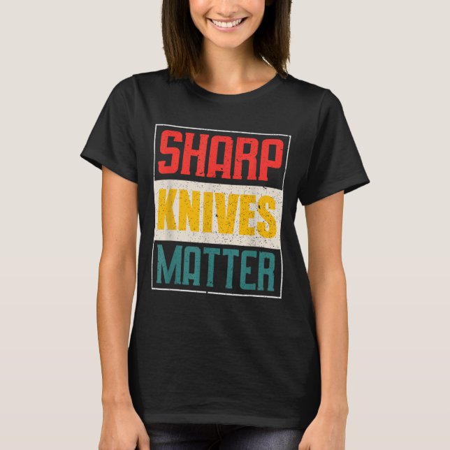Camiseta Faca de Chef Engraçada de Facas Afiadas para Chefe (Frente)