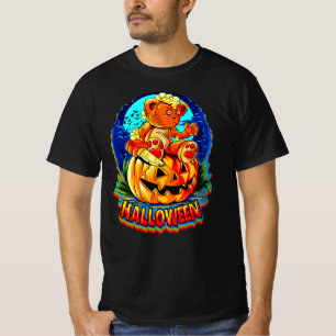 Camiseta Faca de Urso de Teddy Quebrado do Halloween Bats T