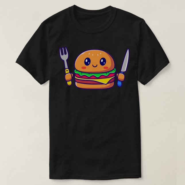 Camiseta Faca E Garfo Cute Burger (Frente do Design)