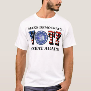 CAMISETA FAÇA EXCELENTE DE DEMOCRACIA DE NOVO! VOTAÇÃO AZUL