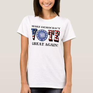 CAMISETA FAÇA EXCELENTE DE DEMOCRACIA DE NOVO! VOTAÇÃO AZUL