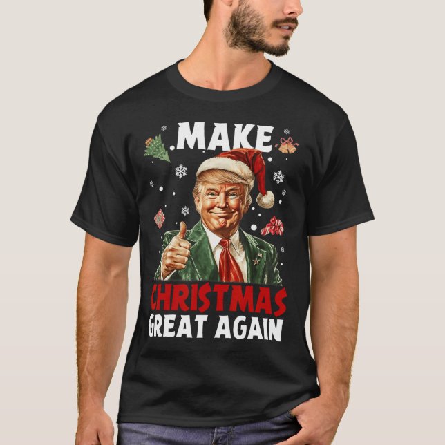 Camiseta Faça Excelente De Natal Novamente Papais noeis Eng (Frente)