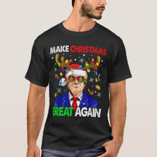 Camiseta Faça Excelente De Natal Novamente Papais noeis Eng