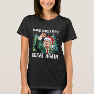 Camiseta Faça Excelente De Natal Novamente Papais noeis Eng