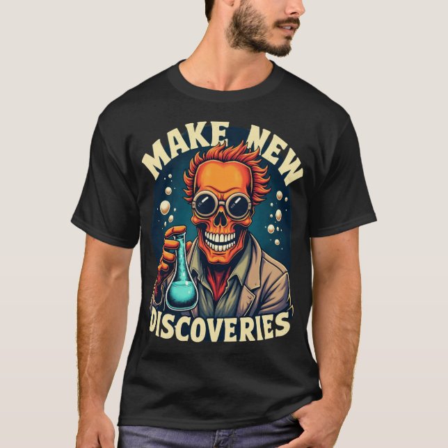 Camiseta Faça novas descobertas - Arte Crônica Mádica do Ci (Frente)