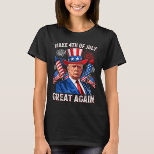 Camiseta Faça o 4 de Julho Grande Novamente Trump Fogos de 