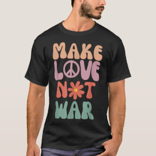 Camiseta Faça o amor não guerra Hippie 70s Torre a margarid