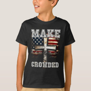 Camiseta Faça o Céu Lotado Cruz _ Bandeira Americana Cristã