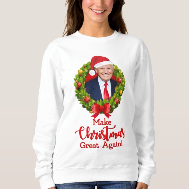 Camiseta Faça o Excelente de Natal de novo Trump MAGA prese (Frente)