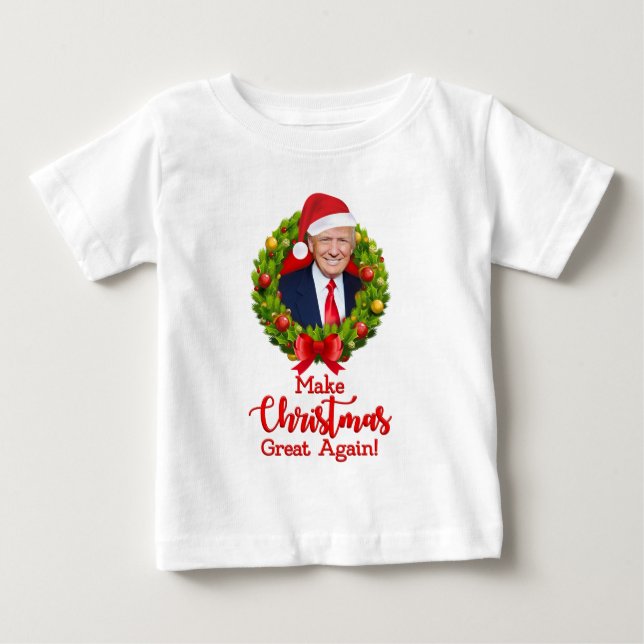 Camiseta Faça o Excelente de Natal de novo Trump MAGA prese (Frente)