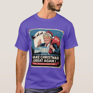 Camiseta Faça o Excelente de Natal de novo Vintage Trump Na