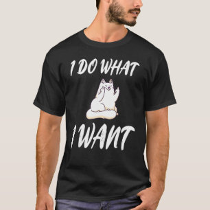 Camiseta Faça o que eu quero com a taça vermelha de gato pr