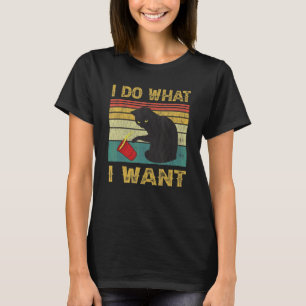 Camiseta Faça O Que Eu Quero Gato Preto Vintage Xícara Verm