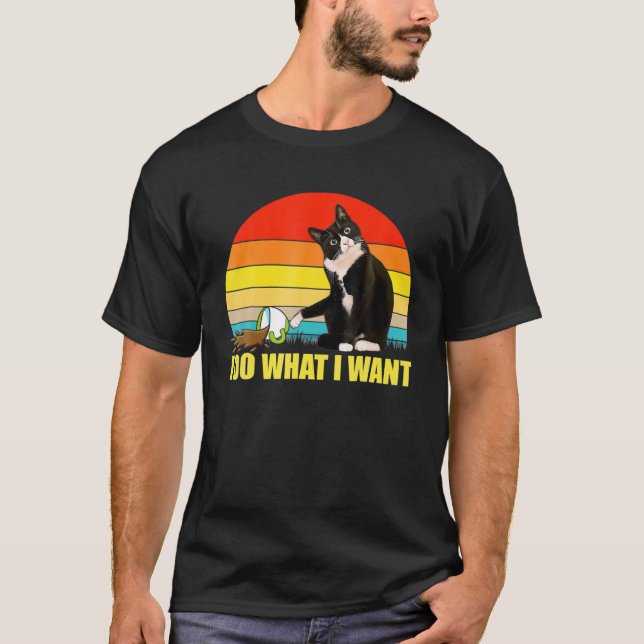 Camiseta Faça o que eu quero que a taça de café de gato tux (Frente)