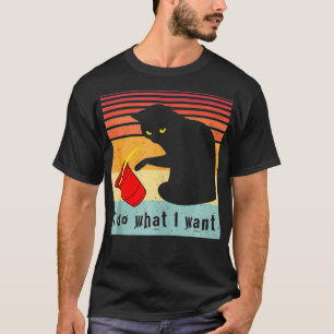 Camiseta Faça o que eu quero, Vintage Black Cat Red Cup Eng